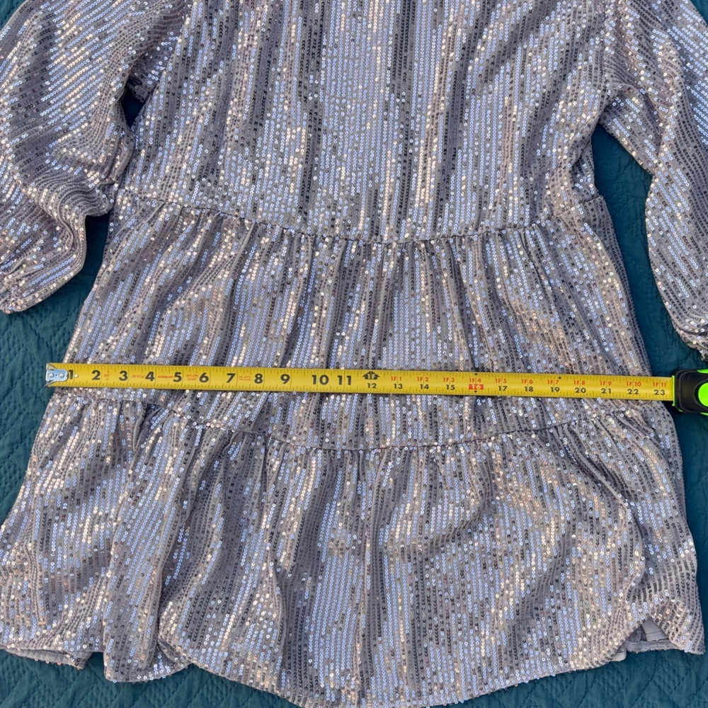 Maeve Shimmering Silver Pink Sequin Dress Anthropologie - Picture 8 of 8